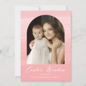 Roze Waterverf Arch 2 Fotopaasmaak Feestdagenkaart (Voorkant)