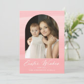 Roze Waterverf Arch 2 Fotopaasmaak Feestdagenkaart (Staand voorkant)