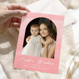 Roze Waterverf Arch 2 Fotopaasmaak Feestdagenkaart