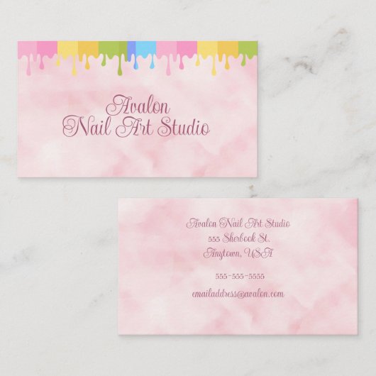 Roze Waterverf Art Studio Visitekaartje (Voorkant / Achterkant)