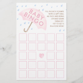 Roze Waterverf Baby Bingo Game Kaart