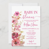 Roze Waterverf Baby in bloei Baby shower Kaart (Voorkant)