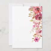Roze Waterverf Baby in bloei Baby shower Kaart (Achterkant)