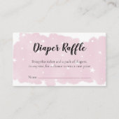 Roze Waterverf Baby Meisje Luier Raffle Informatiekaartje (Voorkant)