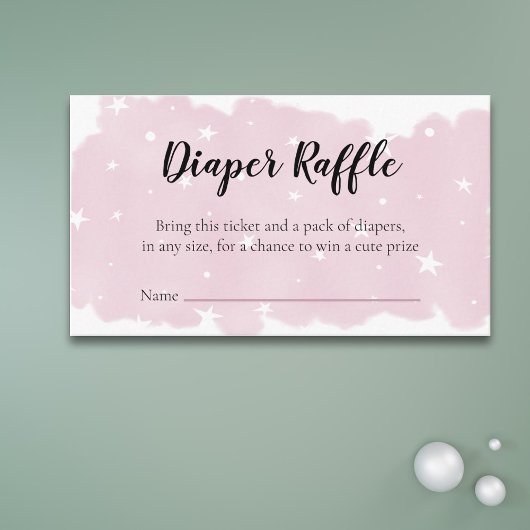 Roze Waterverf Baby Meisje Luier Raffle Informatiekaartje
