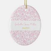Roze Waterverf Baby meisje NAAM BIRTH DATUM Keramisch Ornament (Rechts)