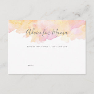 Roze waterverf Baby shower Advies voor Mama Kaarte Kaart