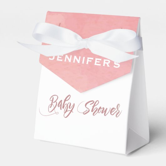 Roze Waterverf Baby shower Bedankdoosjes (Voorkant Zijde)