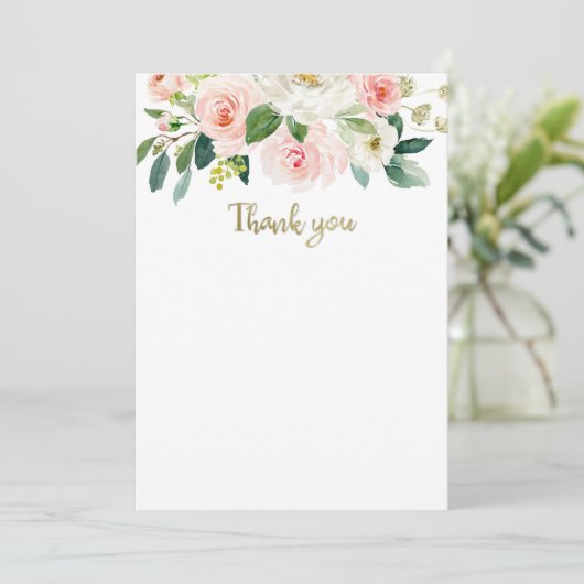 Roze waterverf baby shower bedankkaart kaart (Staand voorkant)