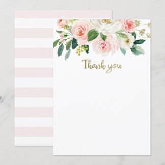 Roze waterverf baby shower bedankkaart met roze bl kaart