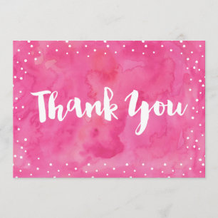 Roze Waterverf Baby shower Bedankt kaart