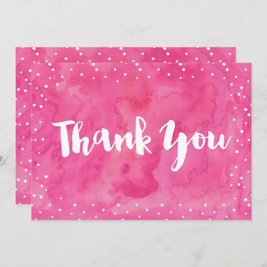 Roze Waterverf Baby shower | Bedankt kaart (Voorkant / Achterkant)