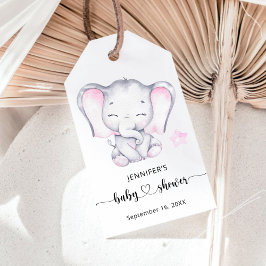 Roze Waterverf Baby shower Cadeaulabel