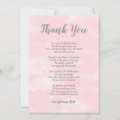 Roze waterverf Baby shower Dank u opmerking + gedi Bedankkaart (Voorkant)