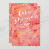  Roze Waterverf Baby shower Invitation Kaart (Voorkant / Achterkant)