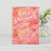  Roze Waterverf Baby shower Invitation Kaart (Staand voorkant)