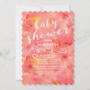  Roze Waterverf Baby shower Invitation Kaart