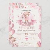 Roze Waterverf Baby shower Kaart (Voorkant / Achterkant)