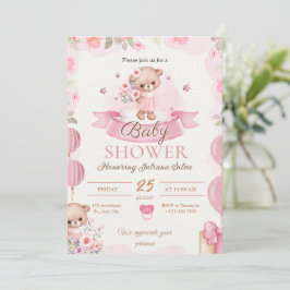 Roze Waterverf Baby shower Kaart