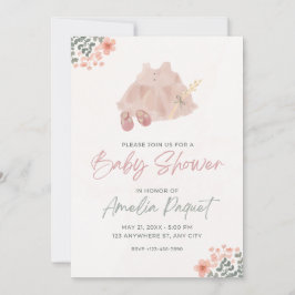 Roze Waterverf Baby shower Kaart