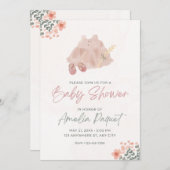 Roze Waterverf Baby shower Kaart (Voorkant / Achterkant)