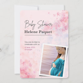 Roze Waterverf Baby shower Kaart