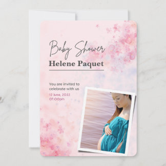 Roze Waterverf Baby shower Kaart
