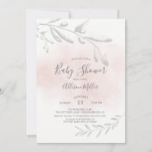 Roze Waterverf Baby shower Kaart (Voorkant)