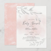 Roze Waterverf Baby shower Kaart (Voorkant / Achterkant)