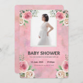 Roze Waterverf Baby shower Kaart (Voorkant / Achterkant)