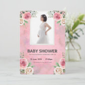 Roze Waterverf Baby shower Kaart (Staand voorkant)