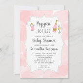 Roze Waterverf Baby shower Kaart (Voorkant)