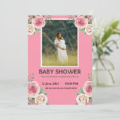 Roze Waterverf Baby shower Kaart (Staand voorkant)