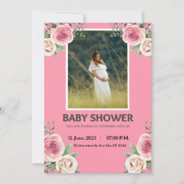 Roze Waterverf Baby shower Kaart