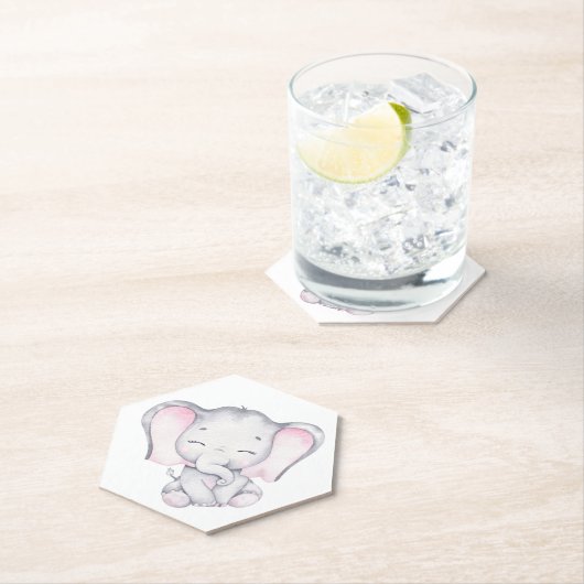 Roze Waterverf Baby shower Kartonnen Onderzetters (Insitu)