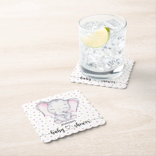 Roze Waterverf Baby shower Kartonnen Onderzetters (Insitu)