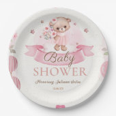 Roze Waterverf Baby shower Papieren Bordje (Voorkant)