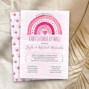Roze Waterverf Baby Shower per Post Kaart