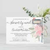 Roze waterverf baby shower per postbus kaart (Staand voorkant)