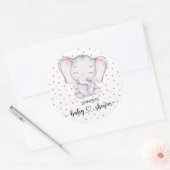 Roze Waterverf Baby shower Ronde Sticker (Envelop)