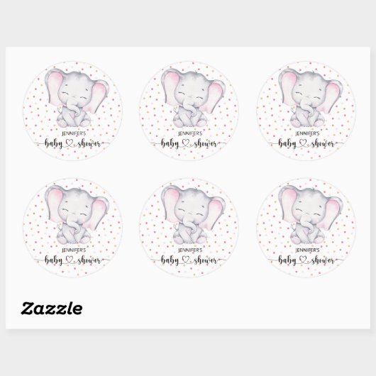 Roze Waterverf Baby shower Ronde Sticker (Vel)