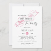 Roze Waterverf Baby shower Tea Party uitnodiging (Voorkant)