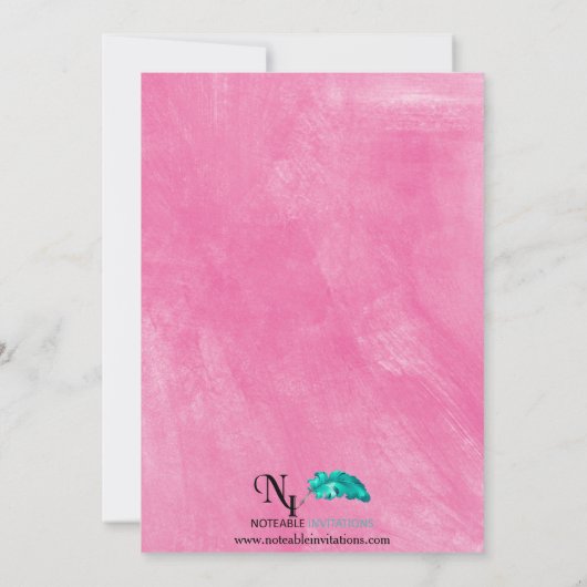 Roze Waterverf Baby shower Uitnodiging (Achterkant)