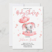 Roze Waterverf Baby shower Uitnodiging (Voorkant)