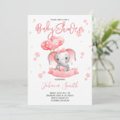 Roze Waterverf Baby shower Uitnodiging (Staand voorkant)