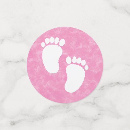 Roze Waterverf Baby shower voetafdruk Confetti (Kleine voorkant)