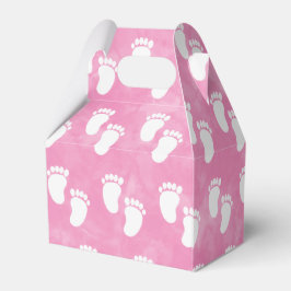 Roze Waterverf Baby shower voetafdrukpatroon Bedankdoosjes