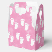 Roze Waterverf Baby shower voetafdrukpatroon Bedankdoosjes (Geopend)