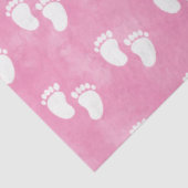 Roze Waterverf Baby shower voetafdrukpatroon Tissuepapier (Detail)