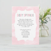 Roze Waterverf Baby Sprinkle, meisje baby shower Kaart (Staand voorkant)